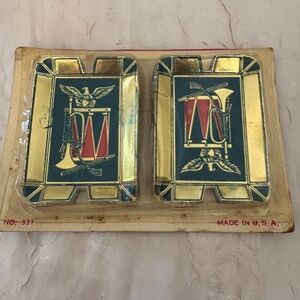 Vintage Gold and Red Decorative Ashtrays
